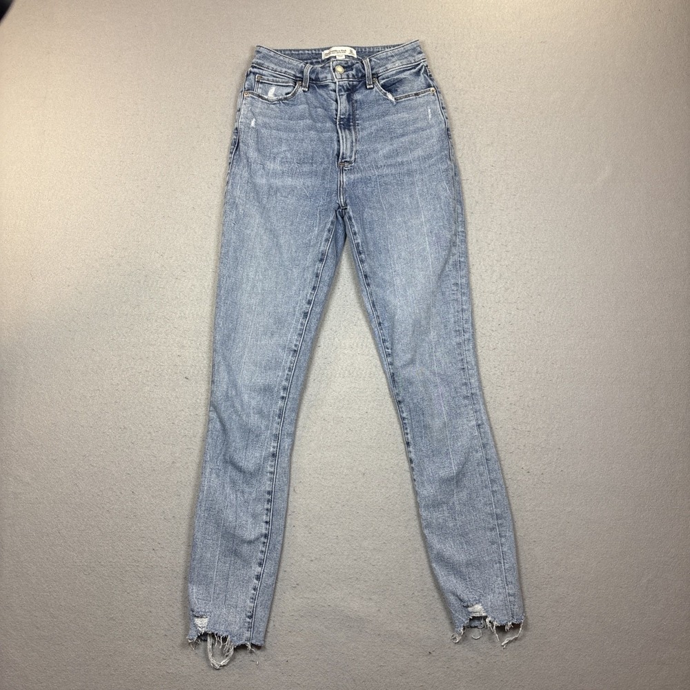 Abercrombie & Fitch Curve Love 24/00 Skinny Super High Rise Distressed Raw Hem